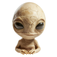 Extraterrestrial creature with large eyes close up view isolated on transparent background png