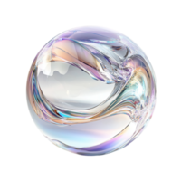 Iridescent sphere abstract artistic render background isolated on transparent background png