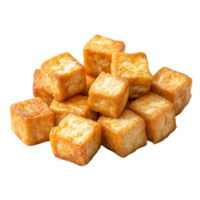 Delicious fried tofu cubes appetizer on a plain backdrop isolated on transparent background png