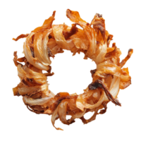 Crispy fried onion rings close up food studio presentation isolated on transparent background png