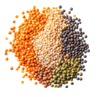 Assorted lentils nutritious legumes food ingredient diet isolated on transparent background png
