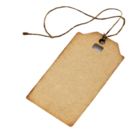Blank kraft paper price tag with string for your design isolated on transparent background png