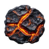 Molten rock sphere with glowing cracks geology concept isolated on transparent background png