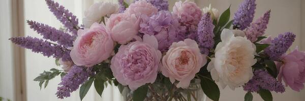 A vase filled with pink and white flowers photo