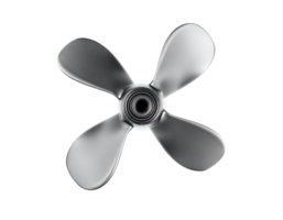 Silver propeller with four blades isolated on transparent background. png