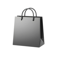 Glossy black shopping bag with handles on transparent background png