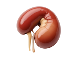 Detailed image of a human kidney, showcasing its structure and function in the body png