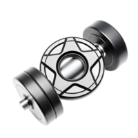 Close-up of a dumbbell with a star pattern on a transparent background png