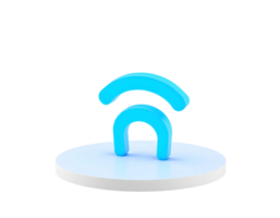 3D rendering of a wireless network icon on a white podium png