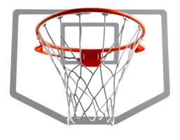 Close-up view of a basketball hoop with net, rim, and backboard png