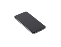 Close-up of a modern smartphone with a black screen, isolated on a transparent background png