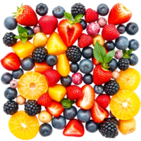 A colorful and delicious mix of fresh summer berries and citrus fruits png