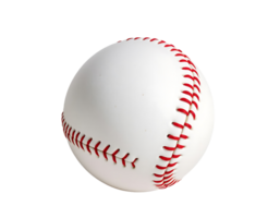 Close-up of a baseball with red stitching on a white background png