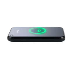 Black smartphone with green charging indicator png