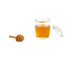 Jar of golden honey with a dipper png