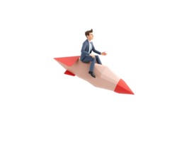 Business Man on a Rocket Symbol of Success and Rapid Growth png