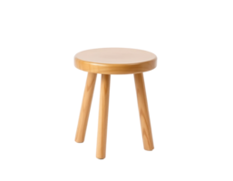 Wooden round stool with three legs isolated on transparent background png