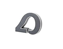 3D Render of the Number 40 with Silver and Gray Texture png