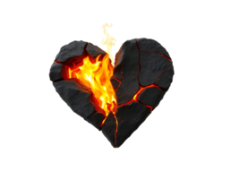 Broken Heart with Lava and Fire png