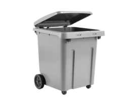 Grey wheelie bin with opened lid isolated on transparent background png