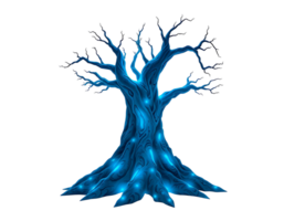 Magical Glowing Blue Tree with Branches and Light in the Fantasy Forest png
