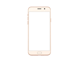 Gold smartphone with blank white screen on a transparent background png