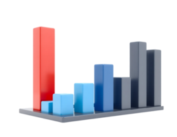 3D Bar Graph Representing Data Analysis and Business Growth png