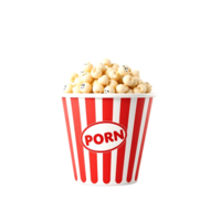 Popcorn bucket with the word on it png
