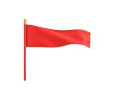 Red flag waving in the wind on a transparent background png