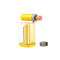 Yellow Pencil Sharpener 3D Render Illustration png