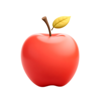 Realistic 3D rendered red apple with a leaf isolated on a transparent background png
