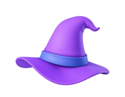3D Render of a Purple Witch Hat with a Blue Band for Halloween png