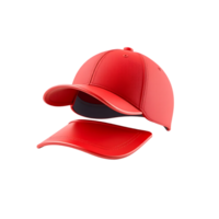 Red baseball cap with visor isolated on transparent background png