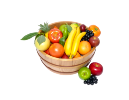 A Colorful and Delicious Fruit Bowl with Apples, Bananas, Oranges, Grapes and More png