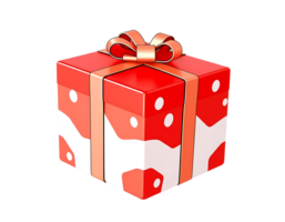 Red gift box with a bow and ribbon png