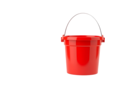 A Shiny Red Plastic Bucket with a Handle png