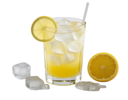 Refreshing Lemonade with Ice Cubes and Lemon Slice png