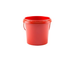 A red plastic bucket with a handle and lid. png