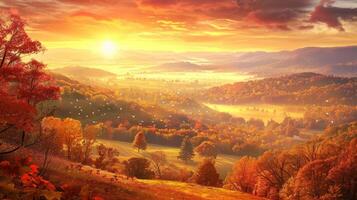 Autumn Sunrise Over Rolling Hills photo