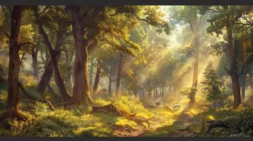 A Sunlight Filtering Through Dense Forest photo