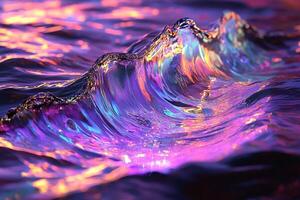A wave of water is reflected in the water photo