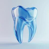 Transparent blue 3D tooth model. photo