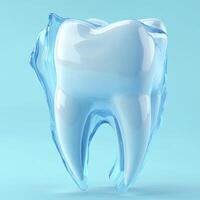 Glossy 3D render of a healthy tooth. photo