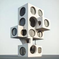 Abstract modern architecture building with circular windows. photo