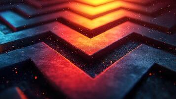 Abstract chevron pattern with glowing red and blue lights. photo