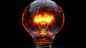 Fiery incandescent light bulb. photo
