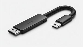 Black USB-C to DisplayPort adapter cable. photo