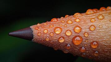Close-up of a pencil tip covered in water droplets photo