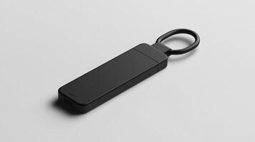 negro rectangular llavero en blanco antecedentes. foto