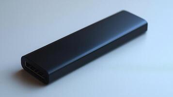 Black HDMI adapter on white background. photo